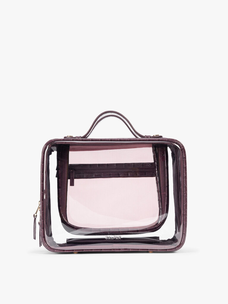 Large Clear Cosmetics Case in Croc-Embossed