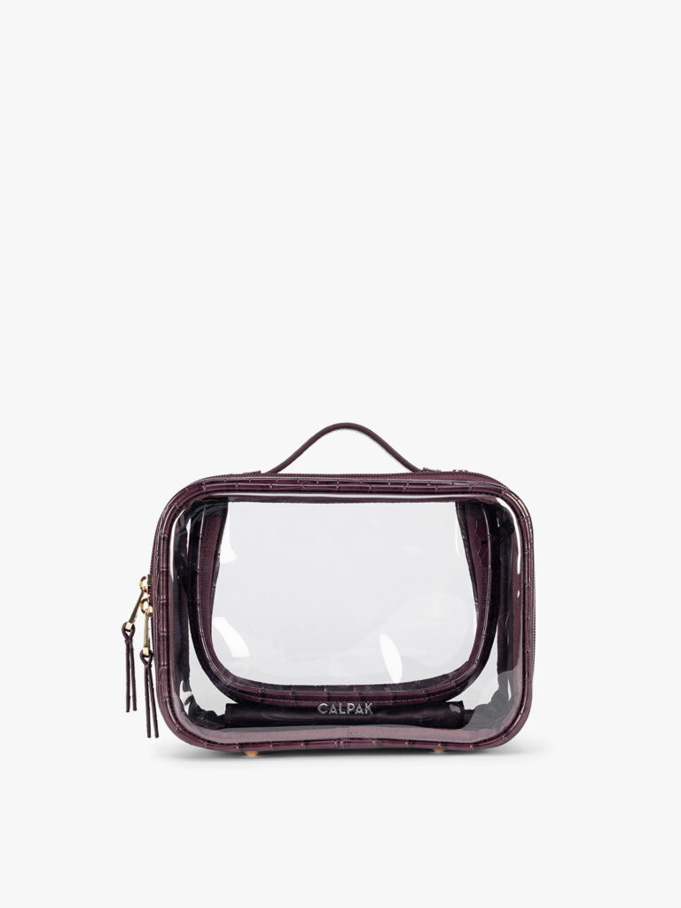 Small Clear Cosmetics Case in Croc-Embossed