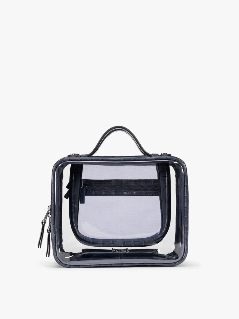 Medium Clear Cosmetics Case in Croc-Embossed